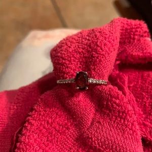 Custom wedding rings and garnet cocktail ring